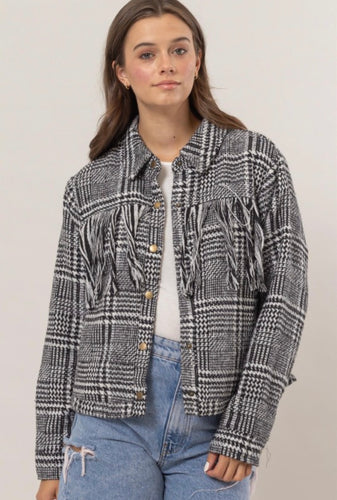 Fringe Houndstooth Jacket
