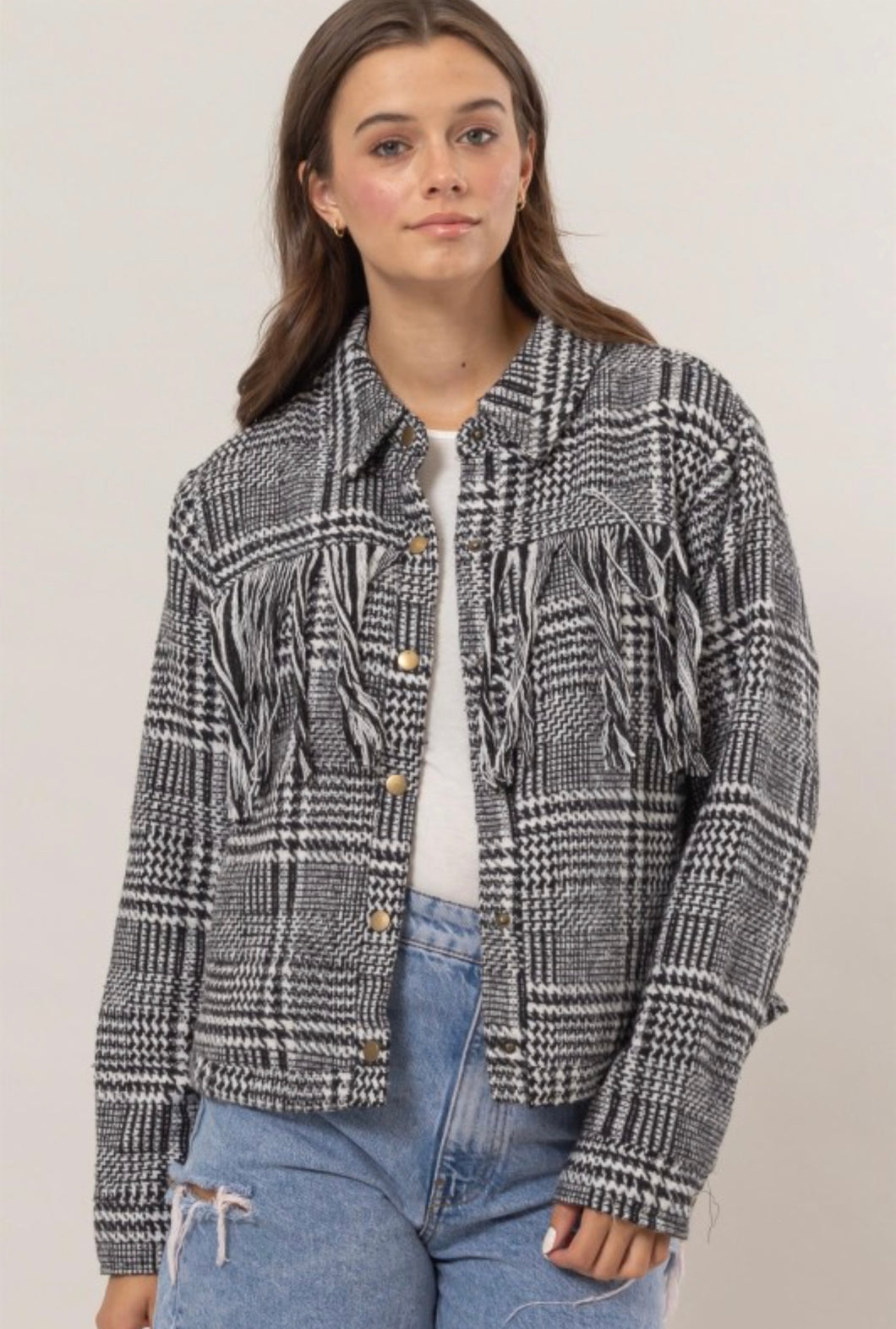 Fringe Houndstooth Jacket