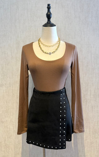 Suede Detail Skort