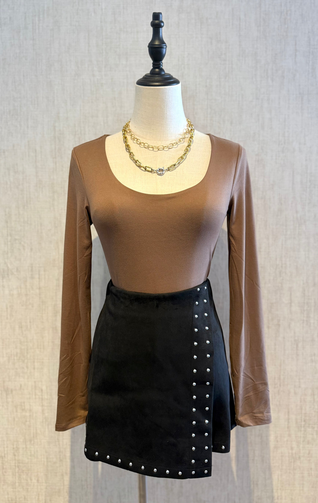 Suede Detail Skort