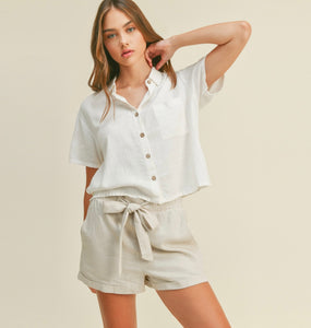 Linen Button Blouse