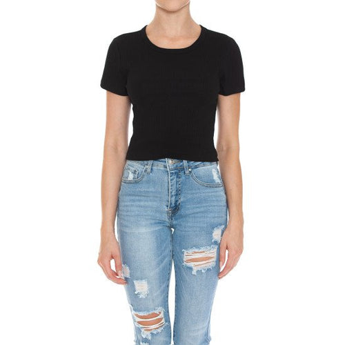 Rib Round Neck Top