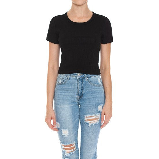 Rib Round Neck Top