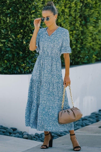 Sleeve Floral Midi Dress