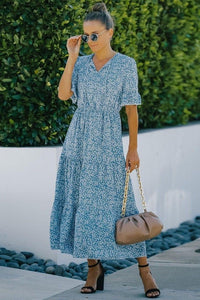 Sleeve Floral Midi Dress
