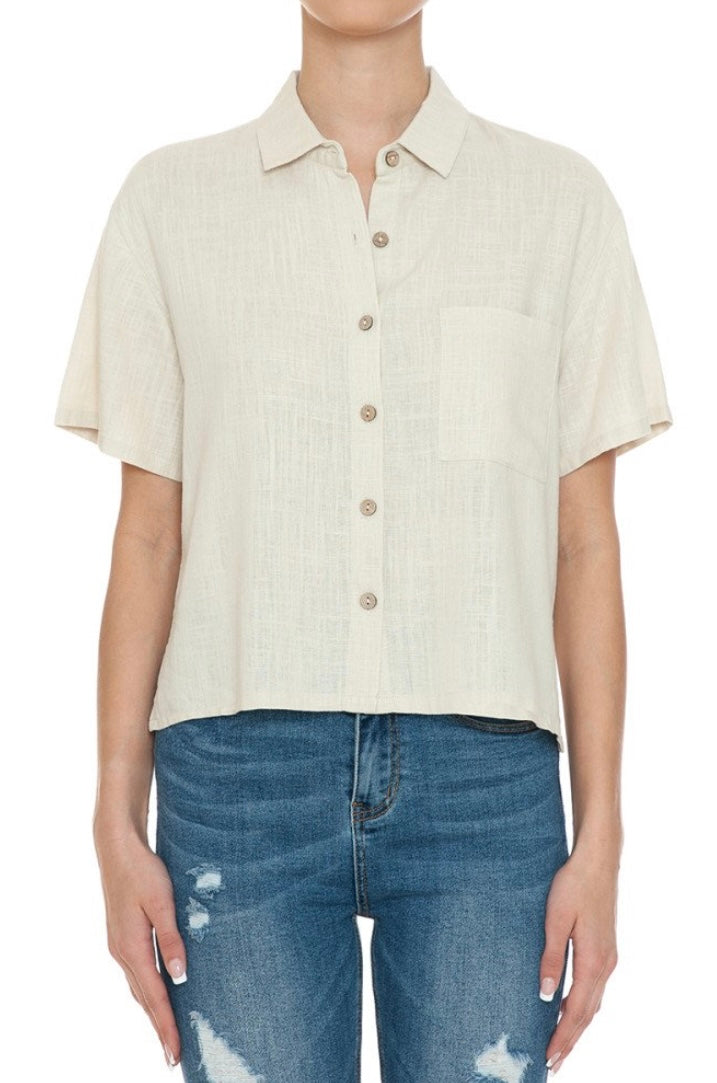 Linen Button Blouse