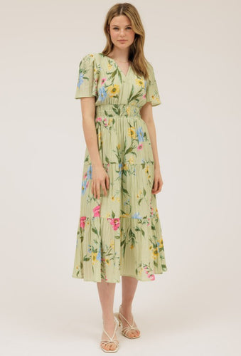 Floral Sleeve Midi Dress