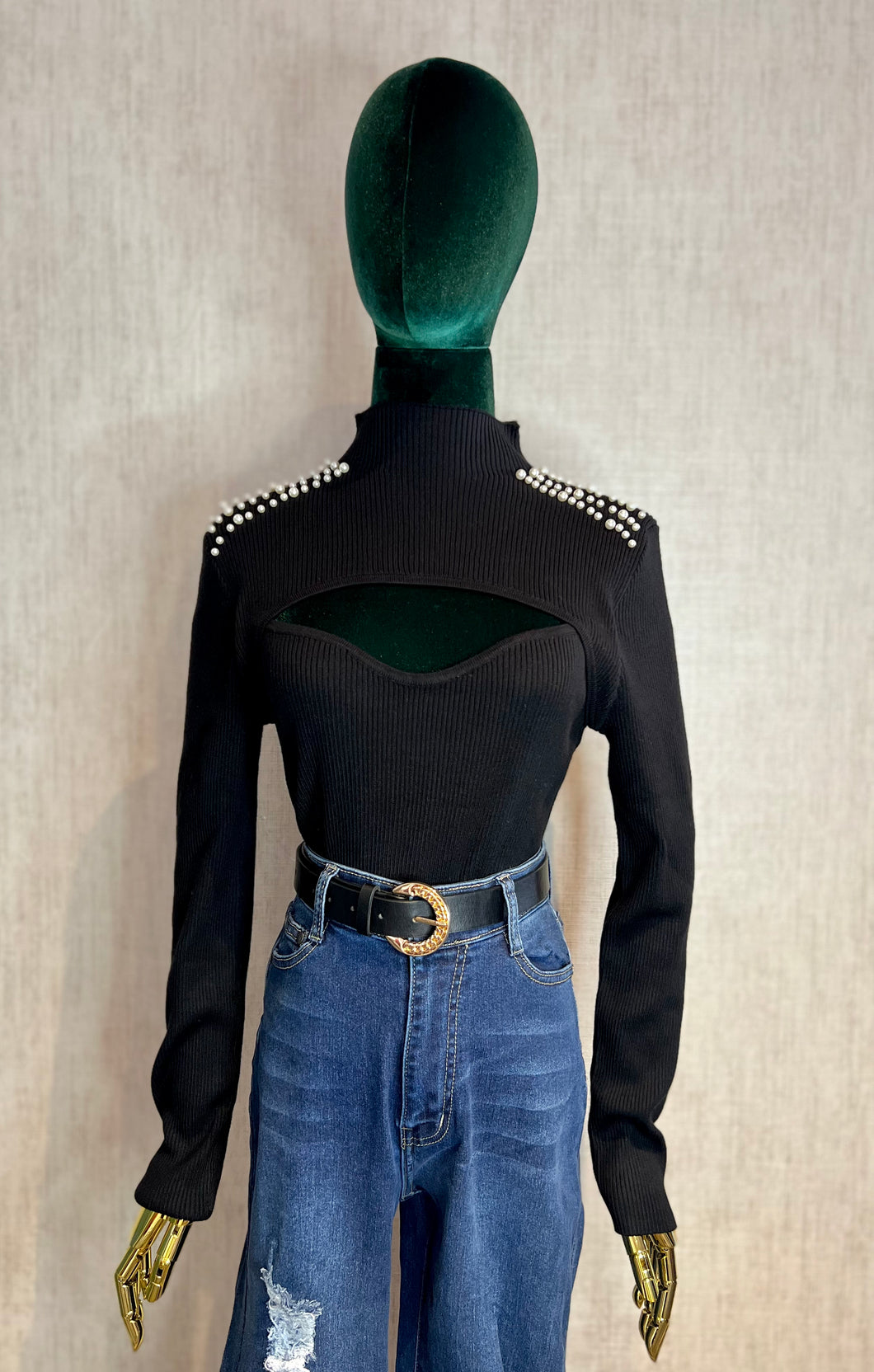 Cut Out Pearl Sweater