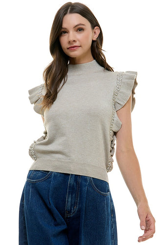 Ruffle Sleeve Sweater Top