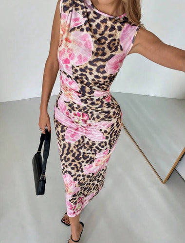 Leopard Floral Dress