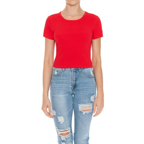 Rib Round Neck Top