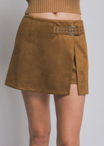 Suede Detail Skort
