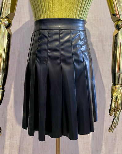 PU Pleated Skirt