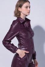 Cargar imagen en el visor de la galería, PU Leather Button Blouse