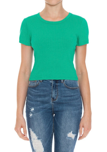 Rib Short Sleeve Top