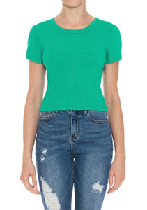 Rib Short Sleeve Top