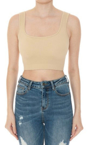 Ribbed Square Neck Crop Top