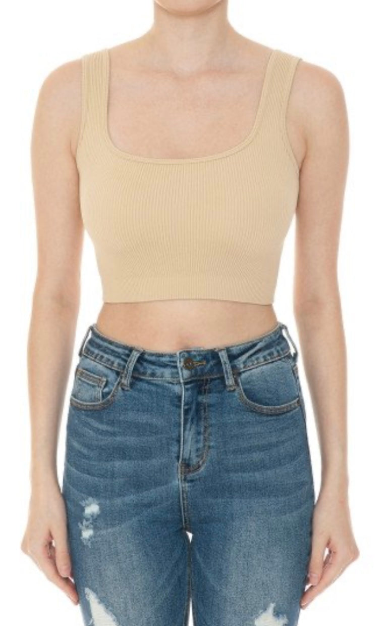 Ribbed Square Neck Crop Top