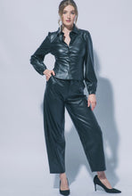 Cargar imagen en el visor de la galería, PU Leather Button Blouse