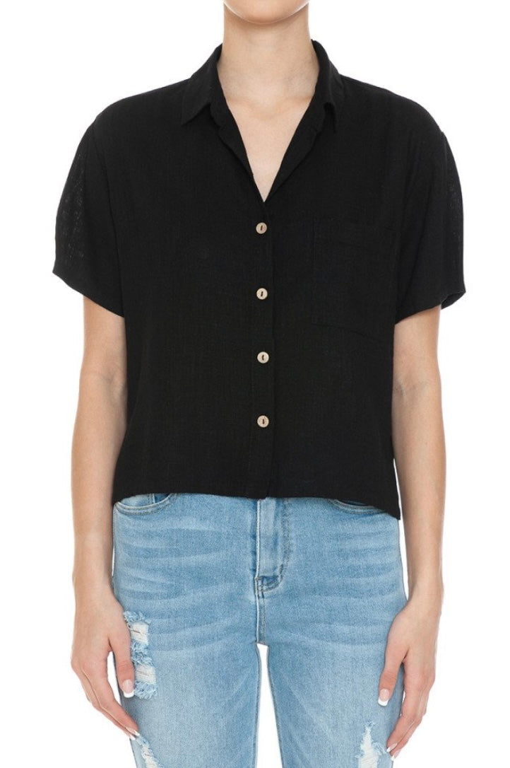 Linen Button Blouse