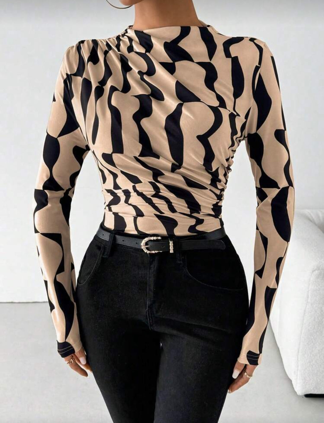 Geometric Long Sleeve Blouse