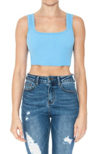 Ribbed Square Neck Crop Top