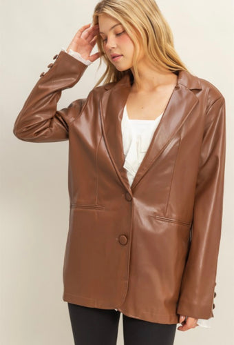 PU Leather Blazer