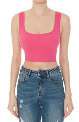 Ribbed Square Neck Crop Top