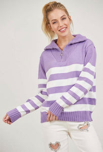 Striped Zipper Sweater