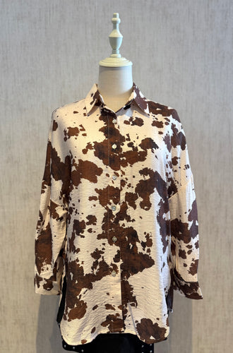 Cow Print Blouse