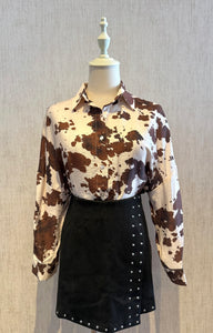 Cow Print Blouse