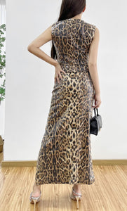 Sequin Midi Print Skirt