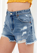 Cargar imagen en el visor de la galería, High Waist Distressed Denim Shorts