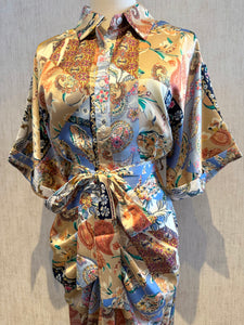Paisley Belted Button Dress
