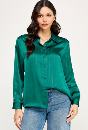 Long Sleeve Satin Blouse