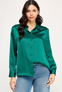 Long Sleeve Satin Blouse