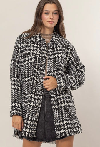 Houndstooth Button Jacket