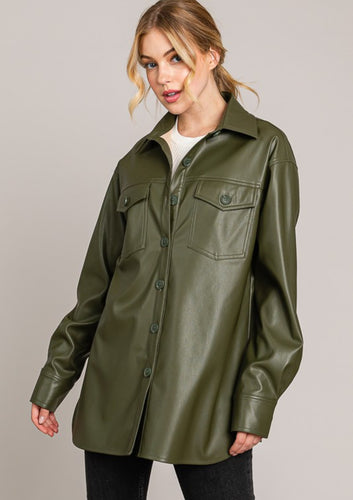 PU Leather Jacket Blouse