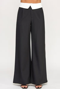 Contrast Wide Pants