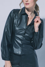 Cargar imagen en el visor de la galería, PU Leather Button Blouse