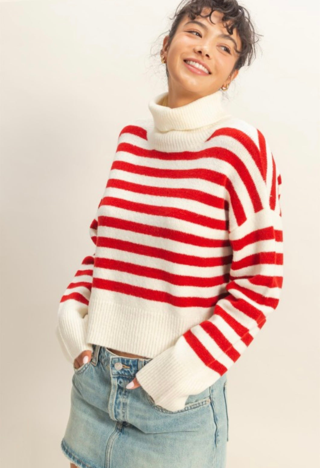 Striped Turtleneck Sweater