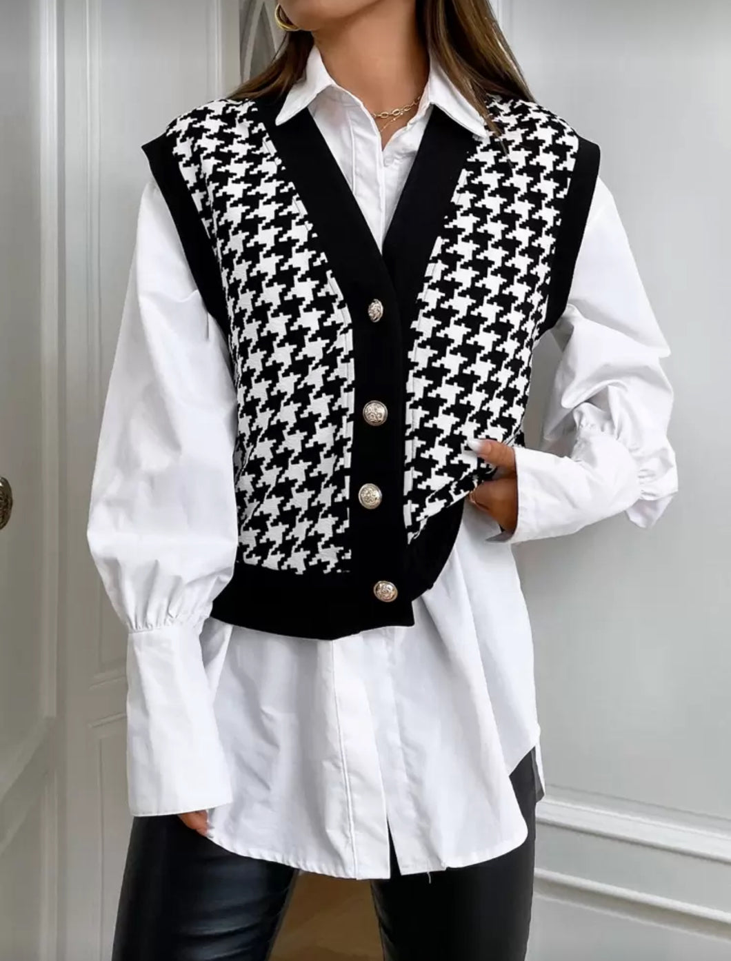 Houndstooth Soft Vest