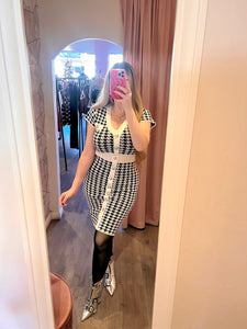 Houndstooth Button Dress