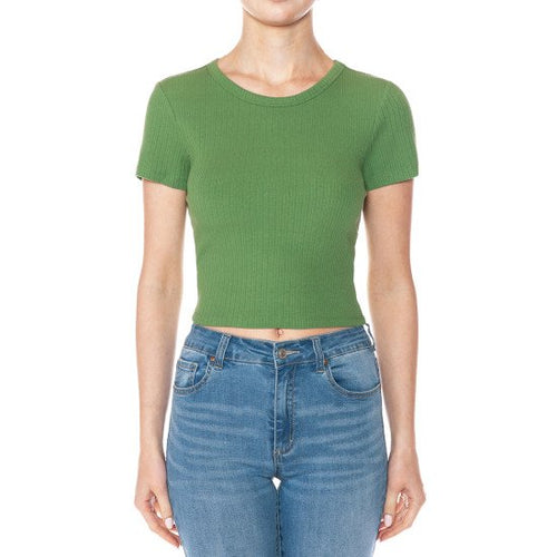 Rib Round Neck Top