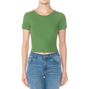 Rib Round Neck Top
