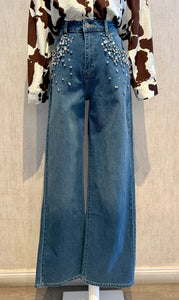 Detail Wide Denim Jeans