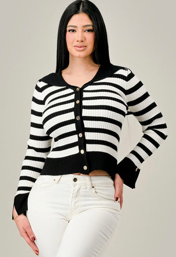 Striped Button Sweater
