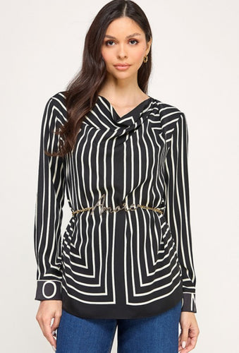 Long Sleeve Blouse w/Belt