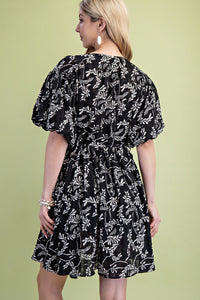 Puff Sleeve Textured Dress