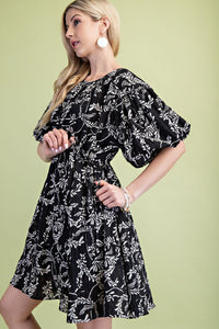 Puff Sleeve Textured Dress